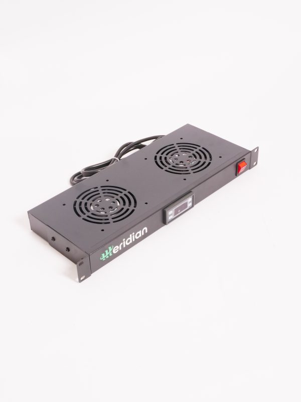 Kit de 2 ventiladores para gabinetes con medidor de temperatura digital